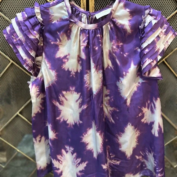 Ulla Johnson Tie-Dye Ruffle Sleeve Top - Picture 8 of 11